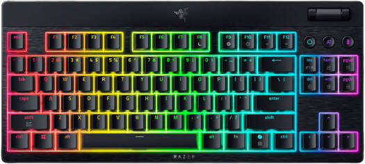 Razer BlackWidow V4 Low-Profile Tenkeyless HyperSpeed Mechanical Gaming Keyboard, English Layout, 1000Hz Polling Rate, Chroma RGB Lighting, Razer Yellow Switch, Tri-Mode, Black | RZ03-05450100-R3M1