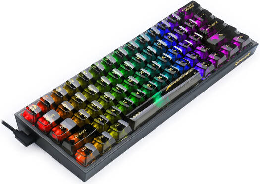 Redragon FIZZ K617CTB-RGB 60% Wired Mechanical Gaming Keyboard, 61 Keys, Full-Transparent Design, RGB Backlighting, Linear Switches, Hot-Swappable, Pro Software, Black | K617CTB-RGB