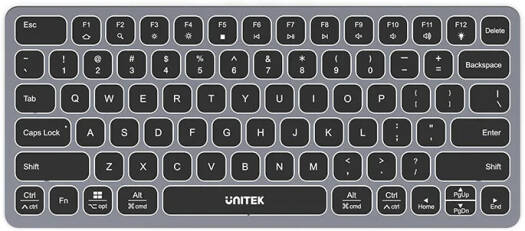 Unitek 9-in-1 USB-C Wired Keyboard Hub, Up To 4K@60Hz UHD Resolution, 3x USB 3.0 Ports, 100W PD Charging, Plug and Play, Backlit, Aluminum Alloy, 60cm Cable Length, Space Grey | D1092A