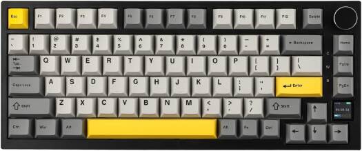 Ajazz AK820 Pro 75% Gasket-mounted Mechanical Keyboard with TFT Screen, Flying Fish Switch, 3 Modes(Bluetooth 5.1/2.4G Wireless & Type-C Wired), Sound Dampening Foams, Grey | AK820-Pro