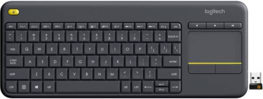 Logitech K400 Plus TKL Wireless Membrane Keyboard for PC/TV/Laptop/Tablet with Built-in Touchpad, Quiet Keys, Large Touchpad, Wireless and Compatible Black | 920-007119