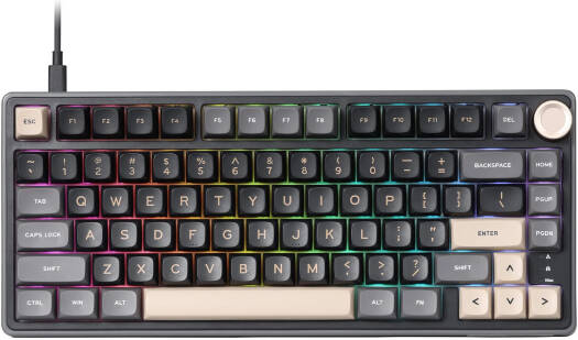 RK Royal Kludge R75 75% Wired Gaming Keyboard, US QWERTY Layout, Blue Switch, RGB Lighting, 5-Layer Noise Dampening, Hot Swappable, MDA Profile PBT Keycaps, Black | R75