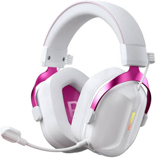 MCHOSE S9 Wireless Gaming Headset, 50mm Dynamic Drivers, 15ms Ultra Low Latency, AI Intelligent Denoise, 7.1 Surround Sound, Wired/2.4G/BT Wireless, 50 Hours Battery Life, White | MC-S9-2