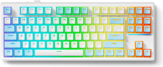 MCHOSE K87 80% Mechanical Keyboard, Ice Switch, Cherry Profiles & PBT Double-Shot Keycaps, Gasket Mount, Hot-Swappable, RGB Wraparound Lights, Tri-Mode Connectivity, White | MC-K87-6
