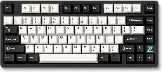 MCHOSE Z75S 75% Wireless Mechanical Keyboard, Cabbage Tofu Switch, Gasket Mount, Hot-Swappable, N-Key Rollover, PBT Keycaps, 8000mAh, Black And White | MC-Z75S-3
