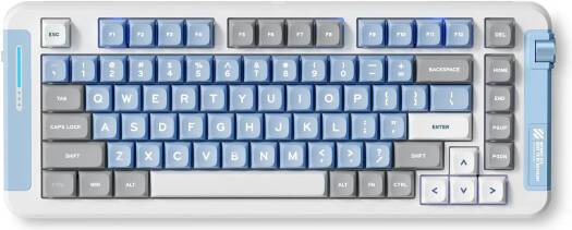 MCHOSE X75 Wireless 75% Mechanical Keyboard, Hyacinth Switch, PBT Double Shot Keycap, Hot Swappable, N-key Rollover, Tri-Mode Connectivity, 4000mAh, Blue And Grey | MC-X75-18