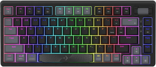 AQIRYS Adara Mini Mechanical Keyboard, HaiMu Tactile Ocean Blue Switches, Cherry Profile, Double Shot PBT Keycaps, Anti-Ghosting, N-Key rollover, English (US) Layout, Black | AQRYS_ADARAMLE