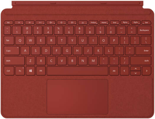 Microsoft Surface Go Type Cover Keyboard, English Qwerty Backlit Layout, Large Trackpads, Mechanical Keyboard Technology, Built-in Accelerometer, Trackpad, Poppy Red | KCV-00021