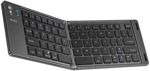 Yesido KB27 Ultra Slim Mini Two-Fold Bluetooth Keyboard, Macos Windows iOS Compatibility, 150mAh Battery Capacity, Black | KB27