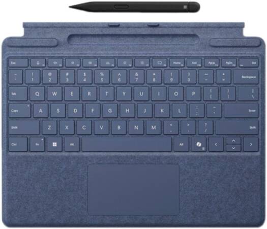 Microsoft Surface Pro Keyboard With Slim Pen 2, Mechanical Keyset, Large Touchpad, Storage & Charging Tray, For Surface Pro 9/8/X, ENG Layout, Sapphire Blue | 8X6-00191