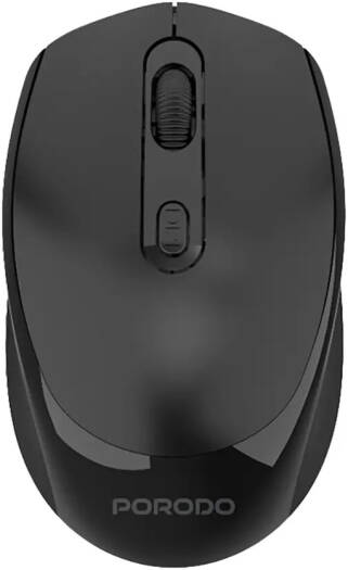 Porodo Wireless Mouse Dual Mode Rechargeable Mouse, Bluetooth 5.4, 2.4GHz Connection, Adjustable DPI 800,1200,1600, Ergonomic Design, Portable Laptop Mouse, Silent Click, Black | PDETK04BK
