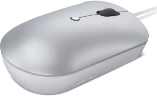 Lenovo 540 USB-C Wired Compact Mouse, Ambidextrous 2400 DPI Red Optical Sensor, 4-Button, Adjustable 800/1600/2400 DPI On-the-Fly, 1.8m Braided USB-C Cable, Cloud Grey | GY51D20877