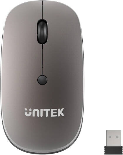 UNITEK SlimTrack 2.4GHz Wireless Optical Mouse, Slim Ergonomic Design, Silent Clicks, 1600 DPI High-Precision Sensor, Multi-Directional Scroll, 10m Wireless Range, Space Grey | T060AGY01