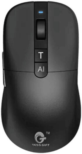 Tess Gift AI Voice Mouse, 3-Speed DPI, 4000 FPS, PixArt PA3212 Sensor, Voice Input Search, Voice & Word Translation, Form Doc Output, Code Generation, SWOT Analysis, AI Painting, Black | TG-OP-Black