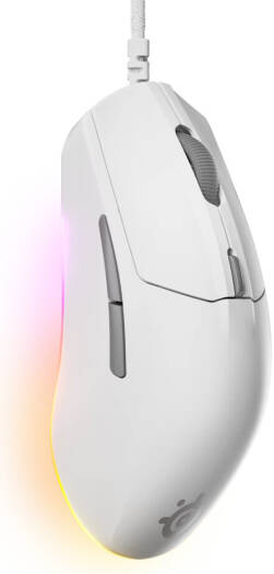SteelSeries Rival 3 Gen 2 Wired Mouse, Symmetrical Shape, 6 Buttons, Optical Type, TrueMove Core Optical Sensor (8.5K DPI), 77g Light Weight, 1.35ms Ultra-Fast Clicks, 100% PTFE Feet, White | 62516