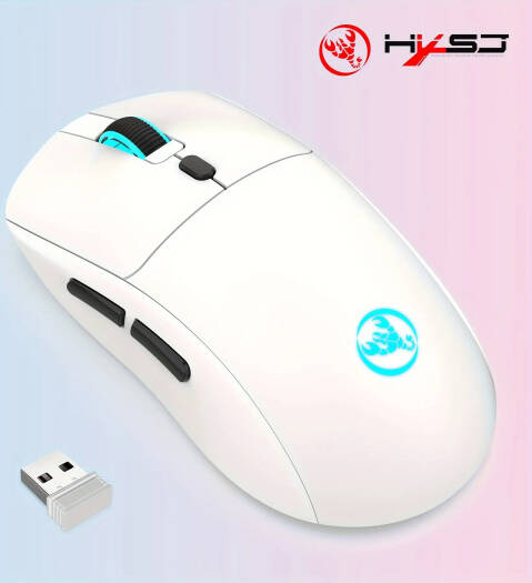 HXSJ T20 Wireless Gaming Mouse, 10G Acceleration, 30 IPS, 3600 Movement Speed, PAW-3212 Sensor, Built-in 650mAh Battery, 2.4G Connection, White | T20