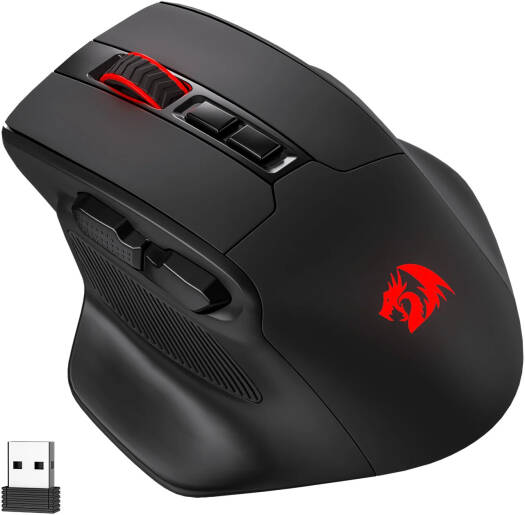 Redragon Bullseye M806 PRO Gaming Mouse, Up to 26000 Dpi, PAW3395 Sensor, 7 Programmable Buttons, 3-Mode Connection, 5 Decent Backlit Modes, Black | M806RGB-PRO