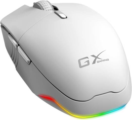 Genius Scorpion M8250,Wireless Rechargeable Gaming Mouse, 3200 DPI, Bluetooth/2.4G, 7-Color LED, 8 Backlight Modes, 6 Buttons, Adjustable DPI with AI Copilot, White