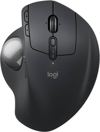 Logitech MX Ergo S Advanced Wireless Trackball Mouse, USB-C Rechargeable Wireless Ergonomic Mouse with Bluetooth and Encrypted Dongle, 6 Programmable Buttons, for PC/Mac, Graphite | 910-007259