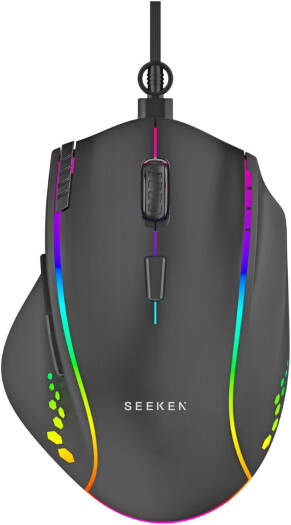 SEEKEN Dominator RGB Gaming Mouse, 800-7200 DPI Range, Huano 5 Million Click Switches, Instant 725F Chipset, RGB Lighting, 1.8m Braided Cable, Black | SD-GM