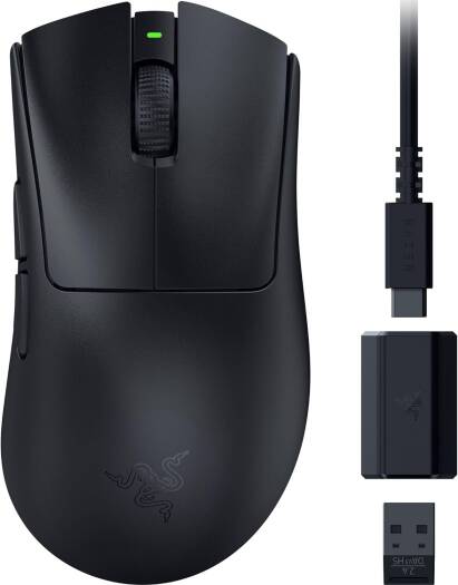 Razer Deathadder V3 HyperSpeed Wireless Gaming Mouse, Focus X 26K Optical Sensor, 26000 DPI Sensitivity, 40g Max Acceleration, 8 Programmable Buttons, Black | RZ01-05140100-R3G1