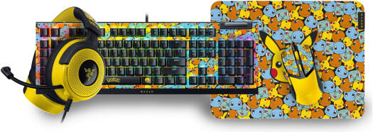 Razer Pokemon Edition Bundle, Razer BlackWidow V4 X, Razer Kraken V4 X, Razer Cobra & Razer GIGANTUS V2 M Pokemon Kanto Starters