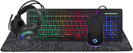 GAMEON GO-CYPHERW-XL All-In-One Gaming Combo Set, Keyboard, Headset, Mouse & Mousepad, Static RGB, 20HZ-20KHZ Frequency, USB2.0, Static RGB, Black | GO-CYPHERW-XL-B