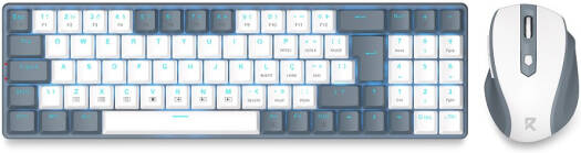 Redragon BS-8772GW Keyboard + Mouse Combo, 94 Key, Low Profile, English Layout, 2.4GHz Adapter Interface, Wireless Connectivity, Numeric Keys, Gray/ White| BS-8772GW