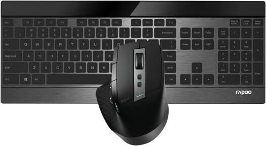 Rapoo 9900M Multi-Mode Wireless Combo Set, Adjustable 3200 DPI Mouse With Laser Engine, Ultra-Slim 4.0mm Keyboard Design, 2.4GHz & Bluetooth Connectivity, Black | 19346