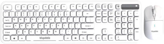 Blupebble Glide Duo Wireless Keyboard & Mouse, Silent Typing, Full-Size, Adjustable DPI, Nano Receiver, Compatible with Windows, macOS, ChromeOS, Smart TV, White | BP-GLIDEDUO-WH