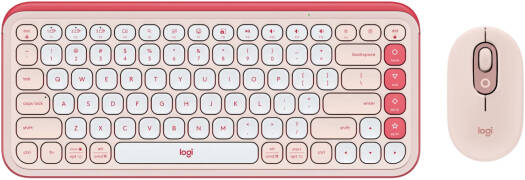 Logitech POP ICON Keyboard & Mouse Combo, Compact TKL Bluetooth Keyboard & Mouse Bundle, Programmable Quiet Keys & Buttons, English US Keyboard, Rose & Off-White | 920-013105