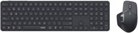 Rapoo 9560M Multi-Mode Wireless Ultra-Slim Keyboard & Mouse Combo, 110 Key English-Arabic Layout, 7 Levels DPI Adjustable Sensor, FN Multimedia Hotkeys, Bluetooth 4.0, 5.0 & 2.4GHz, Dark Grey | 9560M