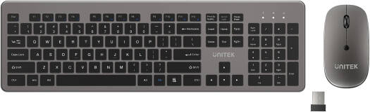 UNITEK SlimDuo 2.4GHz Wireless Keyboard & Mouse Combo, Arabic/English Layout, Silent Ergonomic Keyboard, 800/1200/1600 DPI Mouse, 10m Range, Plug & Play, Smart Sleep, Space Gray | T054AGY01-US-AR