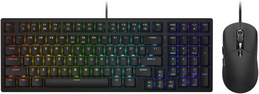COUGAR Combat S Mechanical Gaming Combo, 98% PBT Doubleshot Keys, Pre Lubed Switches, 17 Mode RGB, 6200 DPI PixArt Sensor, 1000Hz Polling, 63g Ultra Light Mouse | 37CTSM1MB.0002