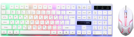 GAMEON GO21KM-W DOMINION Wired Keyboard & Mouse 2 in 1 Combo, 104 Keys, English/Arabic Layout, Rainbow Backlight, 1600 Mouse DPI, 3 Mouse Keys, 8733 Chipset, White | GO21KM-W