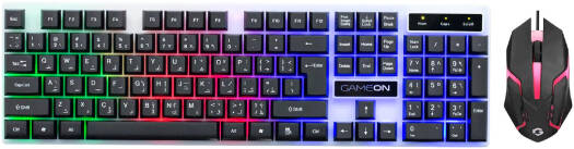 GAMEON GO21KM-B DOMINION Wired Keyboard & Mouse 2 in 1 Combo, 104 Keys, English/Arabic Layout, Rainbow Backlight, 1600 Mouse DPI, 3 Mouse Keys, 8733 Chipset, Black | GO21KM-B