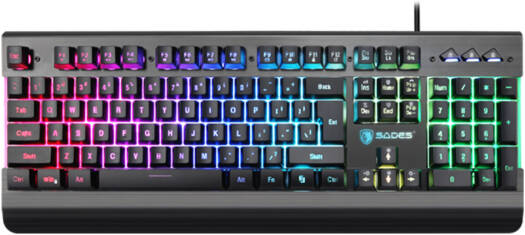 Sades Neo Whistle RGB Gaming Keyboard, Anti-ghosting Keys, Sturdy and Durable, Quick Access Media Controls, Membrane Switches, Black | SA-KB105