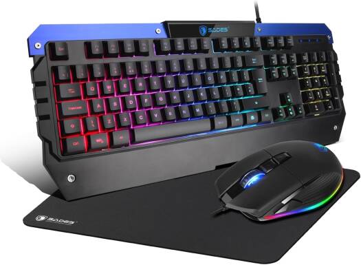 Globalsades SADES Gaming Keyboard and Mouse Combo, Wired RGB Backlit 104 Keys, All-Metal Panel, Anti-Ghosting, Perfect for MAC and Windows PC Gamers | Battle Ram