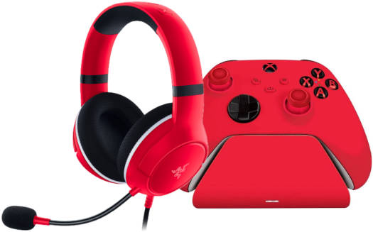 Razer Essential Duo Bundle for Xbox, 50mm TriForce Drivers, Cardioid Mic, Magnetic Contact System, Powered by USB, for Xbox Series X|S Controller, Pulse Red |‎ RZ82-03970200-B3M1
