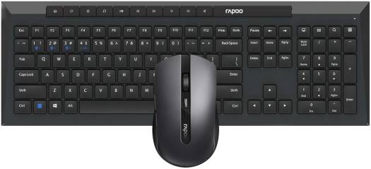 Rapoo 8210M Combo Mouse & Keyboard, Multi-Mode Connectivity, Up to Bluetooth 4.0 & 2.4GHz Dongle, Spill-resistant Keyboard, Adjustable 1600 DPI, Optical Sensor, English-Arabic Layout, Black | 14206