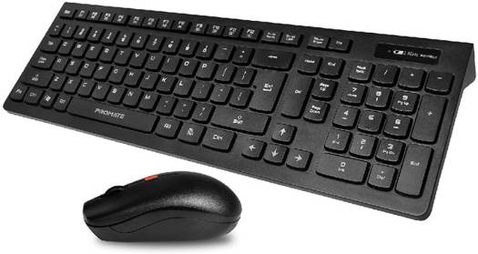 Promate Sleek Profile Full Size Wireless Keyboard & Mouse, Ambidextrous Mouse, Full Sized Keyboard, 2.4GHz Frequency, 1000 to 1600 DPI Resolution,English Arabic Layout, Black | ProCombo-12