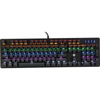 HP GK100F Mechanical Wired RGB Keyboard, Blue Switch, Adjustable 6 Keys & 104 Keys Anti-Ghosting, Suspended Key Caps, High Compatibility, Black | GK100F