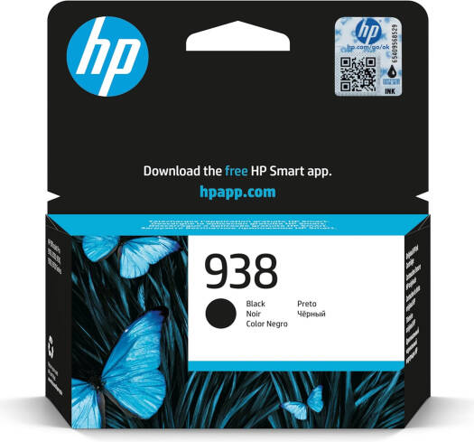 HP 938 Ink Cartridge, 1250 Page Average Yields, HP Thermal Inkjet Print Technology, Black | 4S6X8PE
