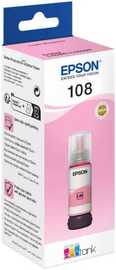 Epson 108 EcoTank Ink Bottle, 70ml, Light Magenta | 108LM