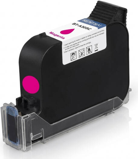 BENTSAI BB22MT TIJ Inkjet Printer Cartridge Magenta 12.7mm Max Print Height for High-Resolution Barcode & Text Printing, Magenta | BB22MT