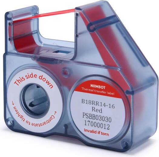 NIIMBOT B18 Compatible Labeling Ribbon, Replacement Refill Tapes for Thermal Transfer Label Printer, Legible Printing, Long Lasting Non Fade, Up to 16 Meters, Red | HKJC-Ribbon-Red