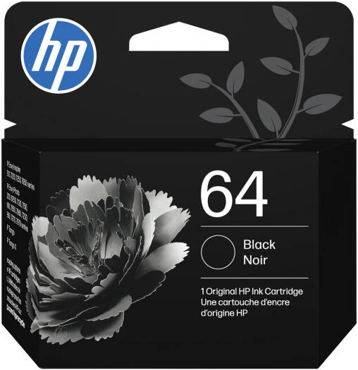 HP 64 Black Original Ink Cartridge, Approx 200 Page Yield, Sharp Text Printing, Black | N9J90AN#140