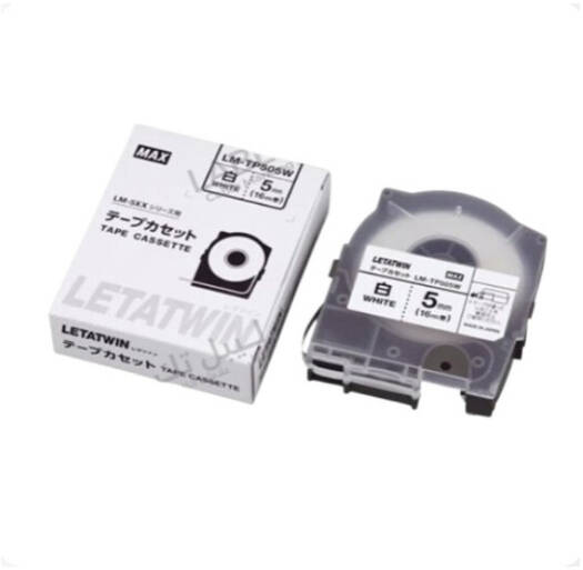 Max Letatwin Label Tape Cassette, Width 5mm for LM-550A Label Printer, White | Max5mm-White