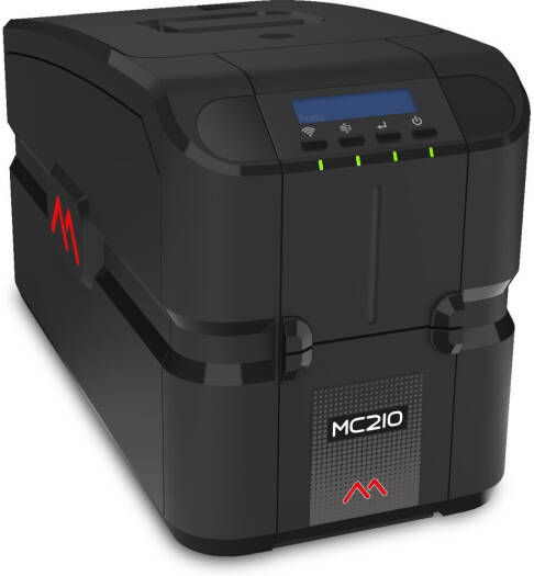 Matica MC210 Dual Sided ID Card & Badge Printer, Dye Sublimation / Thermal Transfer, 300 DPI, LCD Display, Edge-to-Edge Dual-Sided Printing, Swipe-Style Data Encoding, Black | MC210