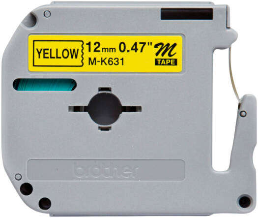 Brother MK-631 Non-Laminated Label Tape, 12mm Black on Yellow, Compatible with PT-90 & Other P-Touch Label Makers, Indoor Use, Easy Labeling | MK631